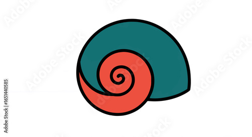 Colorful snail shell with spiral pattern in teal and coral gradient design