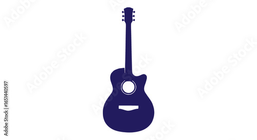 Classic acoustic guitar silhouette in deep navy blue with clean minimalist design