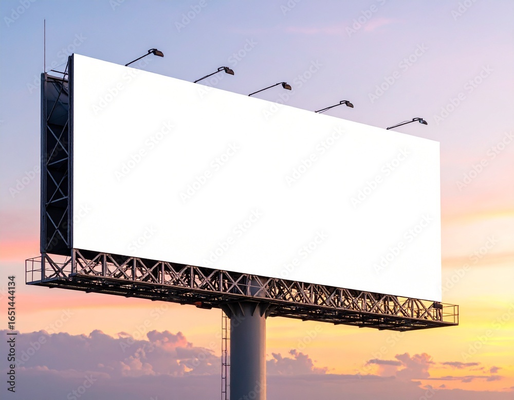 Obraz premium Blank Billboard at Sunset (AI Generated)