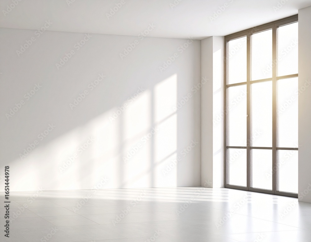 Obraz premium Sunlit Empty Room, Modern Interior Design (AI Generated)