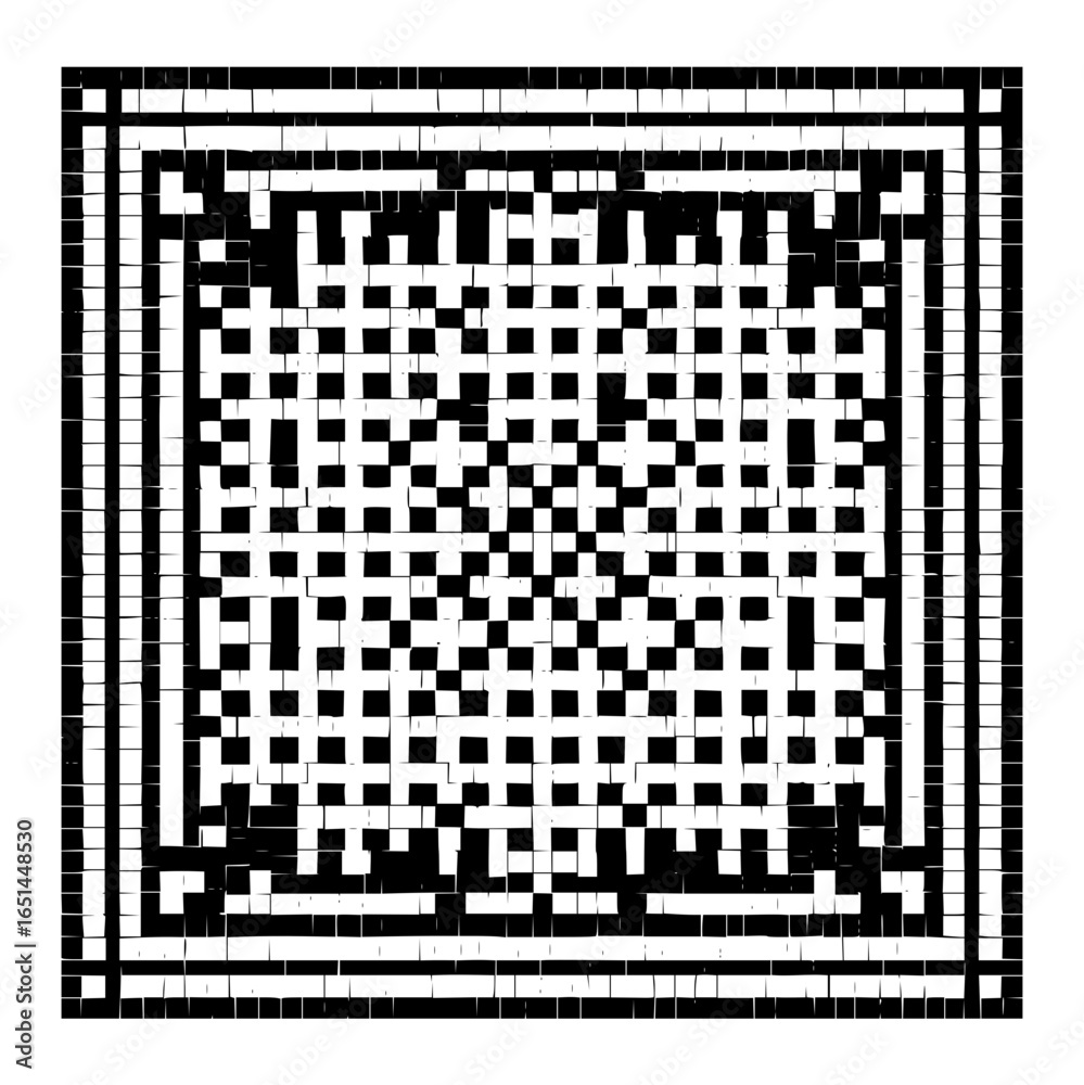 Fototapeta premium Black white pattern design abstract geometric art square grid illustration decorative background graphic texture