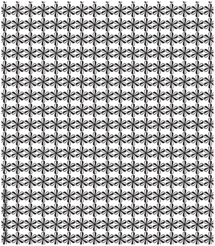 Seamless star flower lattice pattern, abstract ornamental geometric black and white repetitive retro decorative background texture
