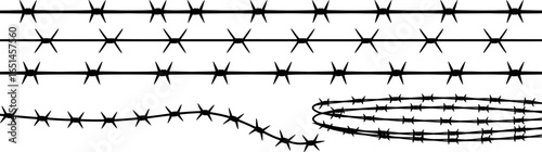 Barbed wire silhouette vector collection isolated on white background