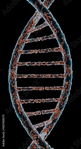Stunning DNA structure with circuit board connections shows futuristic science