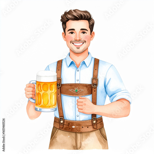 oktoberfest bavarian festival watercolor illustration on white background