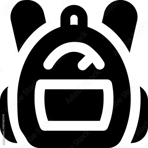 backpack glyph icon. Strong and solid vector icon for websites, mobile interfaces, presentations, and visual branding. High quality and easy to edit.