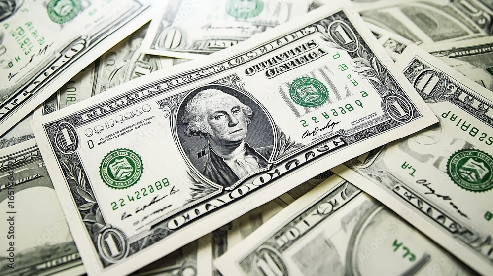 Stack of one-dollar bills in close-up – symbol of money, financial stability, income, savings, and economic power in American currency. Stack of one-dollar bills in close-up – symbol of money, financial stability, income, savings, and economic power in American currency.