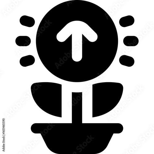 growing glyph icon. Strong and solid vector icon for websites, mobile interfaces, presentations, and visual branding. High quality and easy to edit.