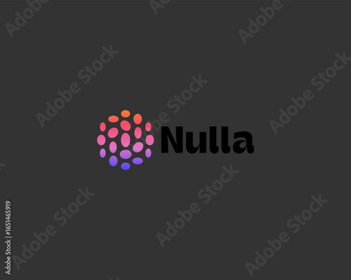 Abstract round logo from isolated gradient shapes. Creative science energy vector sign.