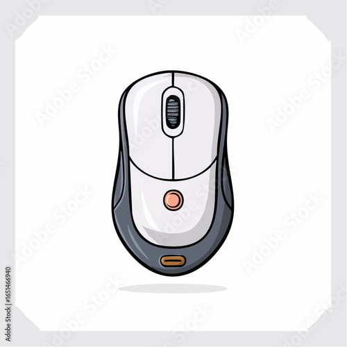 Modern wireless computer mouse accessory device on white background