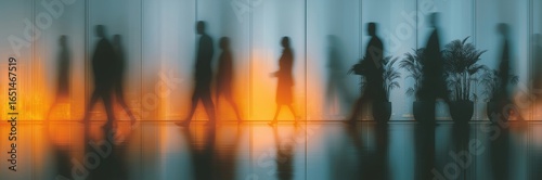 business people, office hall, blurred motion, walking workers, corporate life, teamwork, modern office, office building, professional people, city workers, busy lifestyle, business blur, people walkin