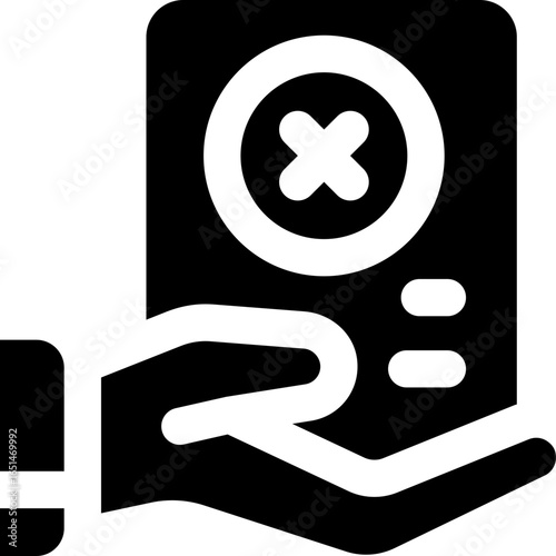 rejection glyph icon. Strong and solid vector icon for websites, mobile interfaces, presentations, and visual branding. High quality and easy to edit.