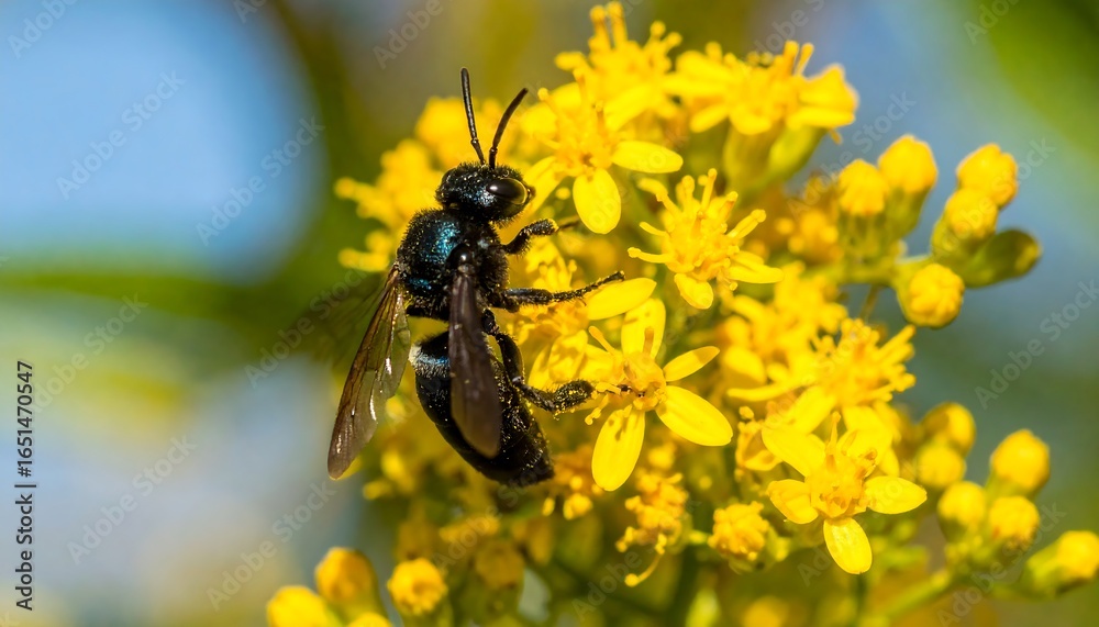 Bee on Yellow Flowers Bee on Yellow Flowers