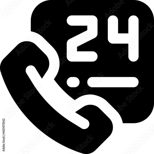 24 hour glyph icon. Strong and solid vector icon for websites, mobile interfaces, presentations, and visual branding. High quality and easy to edit.