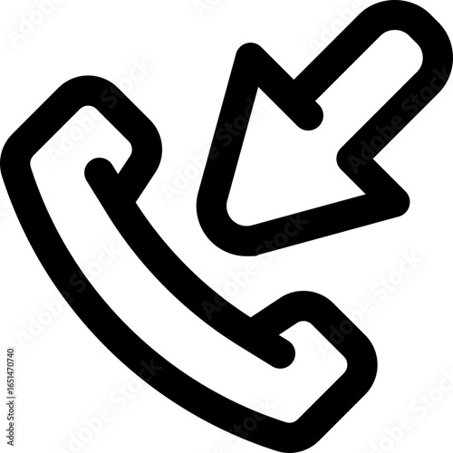 incoming call line icon. Clean and minimalist vector icon for websites, mobile apps, presentations, and logos. Fully scalable and customizable for any project.
