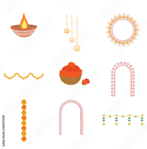 Durga Puja Elements Icon Pack – Kalash, Dhunuchi, Trishul, Dhak & More