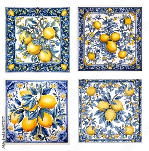 Set of square Ornament with lemon