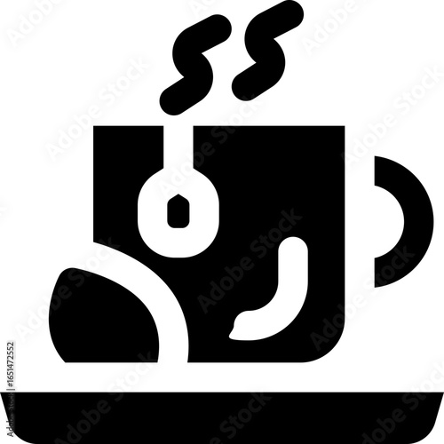 tea glyph icon. Strong and solid vector icon for websites, mobile interfaces, presentations, and visual branding. High quality and easy to edit.