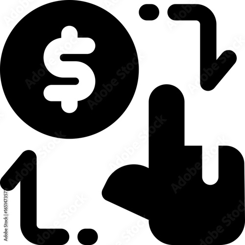 transaction glyph icon. Strong and solid vector icon for websites, mobile interfaces, presentations, and visual branding. High quality and easy to edit.