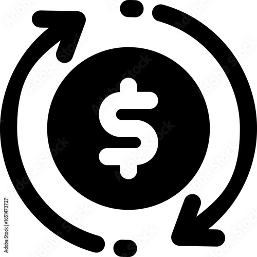cash flow glyph icon. Strong and solid vector icon for websites, mobile interfaces, presentations, and visual branding. High quality and easy to edit.