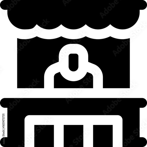 booth glyph icon. Strong and solid vector icon for websites, mobile interfaces, presentations, and visual branding. High quality and easy to edit.