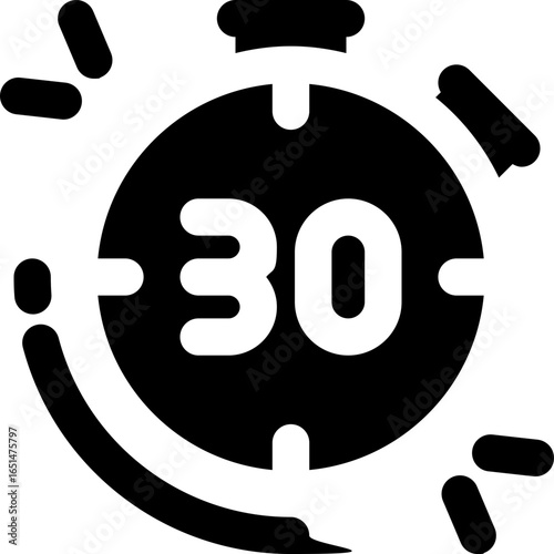 timer glyph icon. Strong and solid vector icon for websites, mobile interfaces, presentations, and visual branding. High quality and easy to edit.