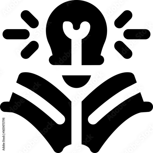 knowledge glyph icon. Strong and solid vector icon for websites, mobile interfaces, presentations, and visual branding. High quality and easy to edit.