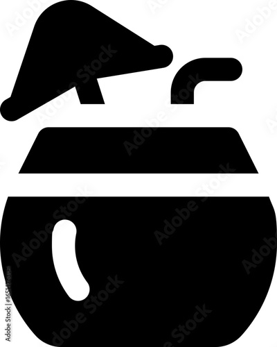 coconut drink glyph icon. Strong and solid vector icon for websites, mobile interfaces, presentations, and visual branding. High quality and easy to edit.