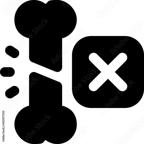 broken bone glyph icon. Strong and solid vector icon for websites, mobile interfaces, presentations, and visual branding. High quality and easy to edit.