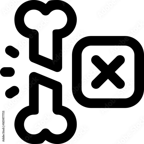 broken bone line icon. Clean and minimalist vector icon for websites, mobile apps, presentations, and logos. Fully scalable and customizable for any project.