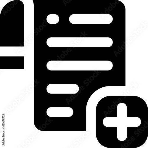medical prescription glyph icon. Strong and solid vector icon for websites, mobile interfaces, presentations, and visual branding. High quality and easy to edit.