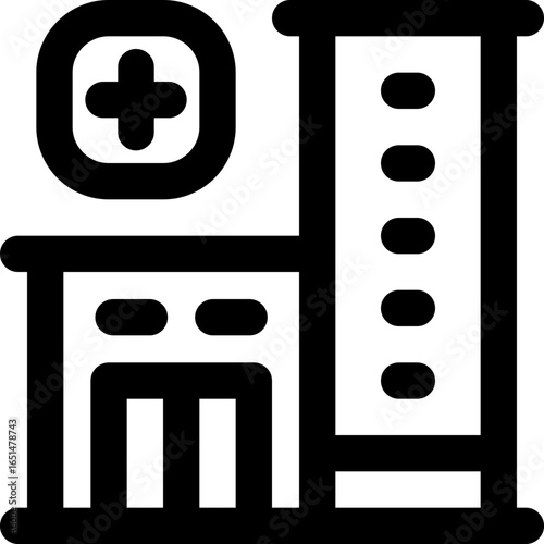 hospital line icon. Clean and minimalist vector icon for websites, mobile apps, presentations, and logos. Fully scalable and customizable for any project.