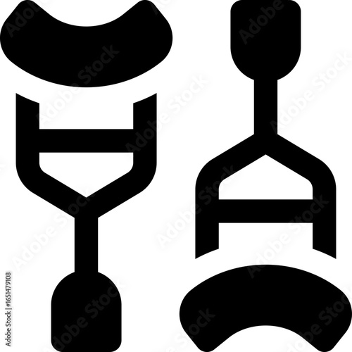 crutch glyph icon. Strong and solid vector icon for websites, mobile interfaces, presentations, and visual branding. High quality and easy to edit.
