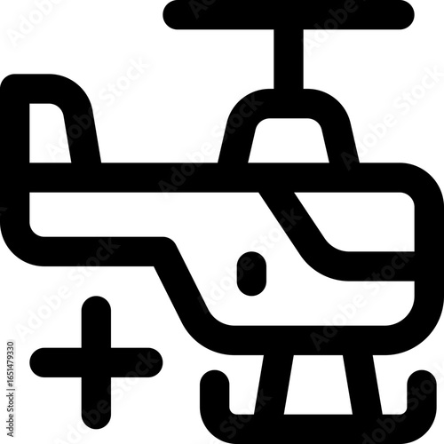 helicopter line icon. Clean and minimalist vector icon for websites, mobile apps, presentations, and logos. Fully scalable and customizable for any project.