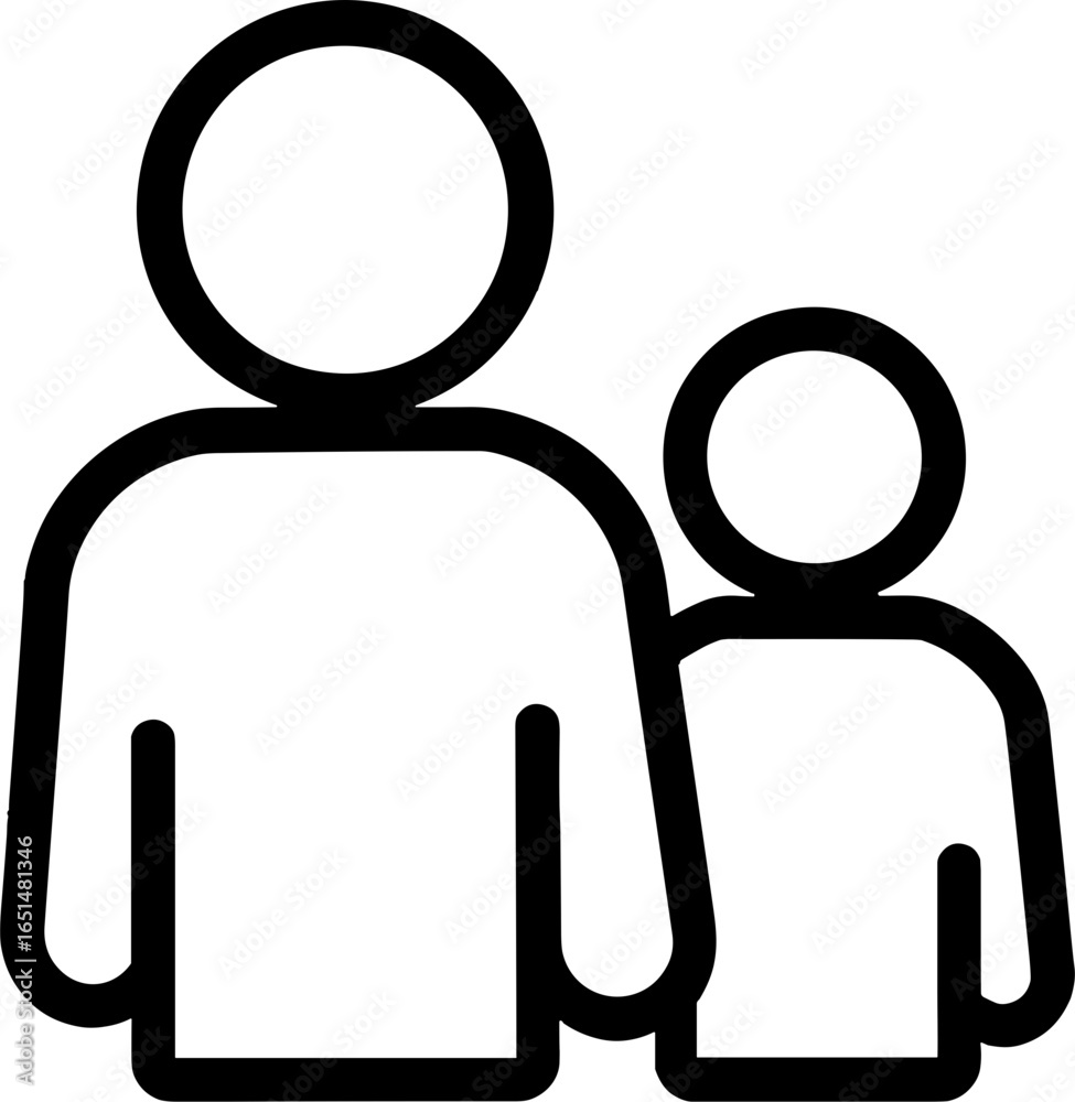 Fototapeta premium Two abstract figures representing adult and child in simple design