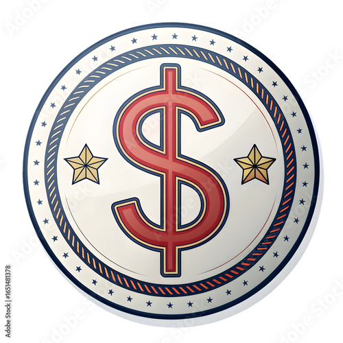 Pixel Art Dollar Coin: US Currency Badge Design