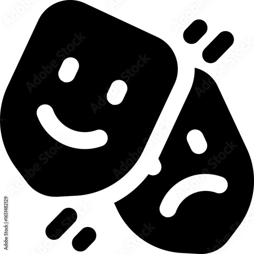 mask glyph icon. Strong and solid vector icon for websites, mobile interfaces, presentations, and visual branding. High quality and easy to edit.