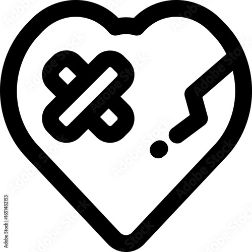 broken heart line icon. Clean and minimalist vector icon for websites, mobile apps, presentations, and logos. Fully scalable and customizable for any project.