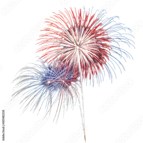 Vibrant Fireworks Display: A Celebration in Red, White, and Blue