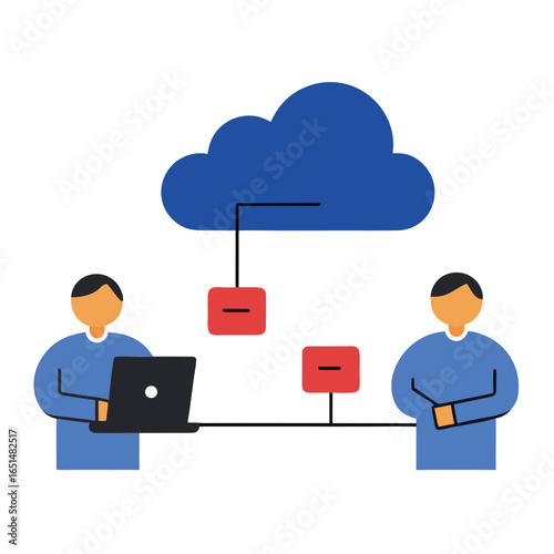 Businessman communicating a business idea through a cloud computing network