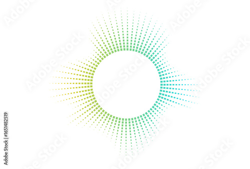 Abstract radial wave background with rainbow colors and glowing neon light. Perfect for music, sound, or digital technology themes. Vector illustration.