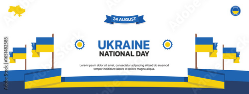 Ukraine Independence Day, minimalist August 24th celebration banner