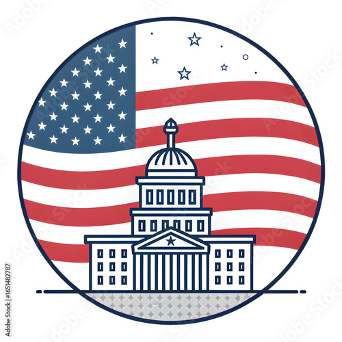 US Capitol Building: American Flag Pixel Art - Patriotic Illustration