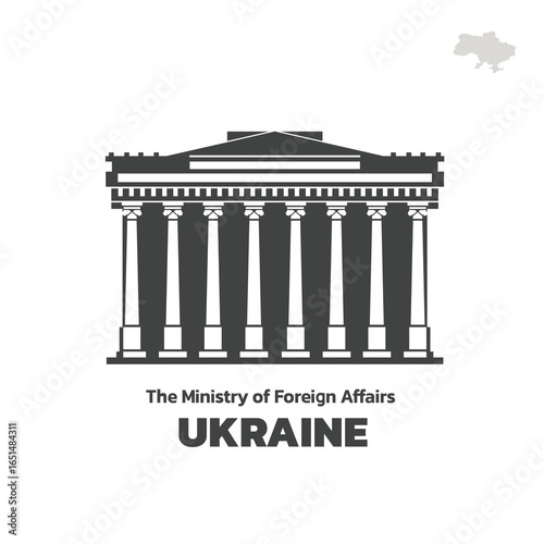 ukraine building landmark, cultural building icon in ukraine, The Ministry of Foreign Affairs national in Flat style