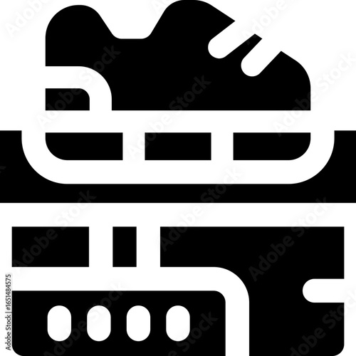 shoe glyph icon. Strong and solid vector icon for websites, mobile interfaces, presentations, and visual branding. High quality and easy to edit.