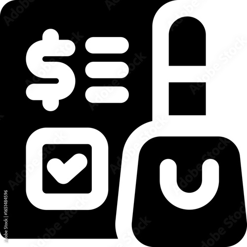 bill glyph icon. Strong and solid vector icon for websites, mobile interfaces, presentations, and visual branding. High quality and easy to edit.