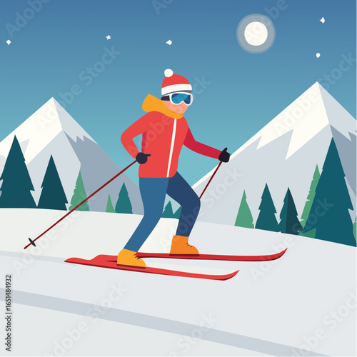 Skieur, sport d'hiver, montagnes