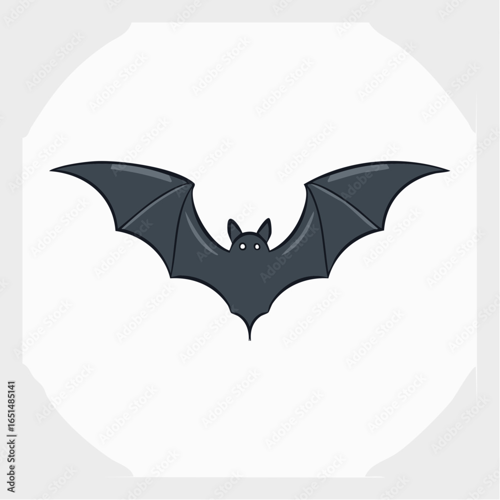 Fototapeta premium Jolie chauve-souris noire sur fond blanc, mignon, naïf