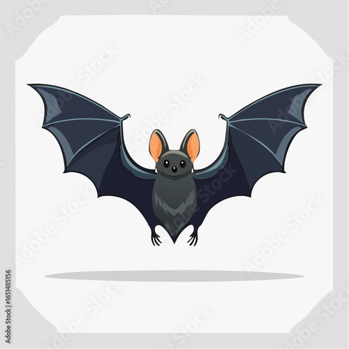 Jolie chauve-souris noire sur fond blanc, mignon, naïf