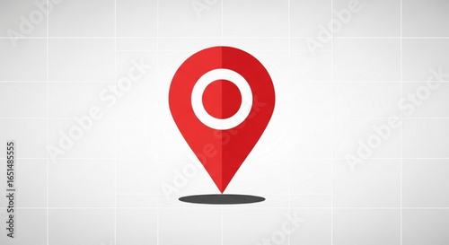 Red location pin on a grid, representing navigation, maps